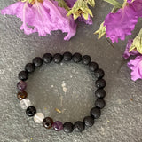 Protection Bracelet Lava,Amethyst & Clearquartz