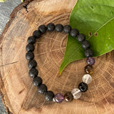 Protection Bracelet Lava,Amethyst & Clearquartz